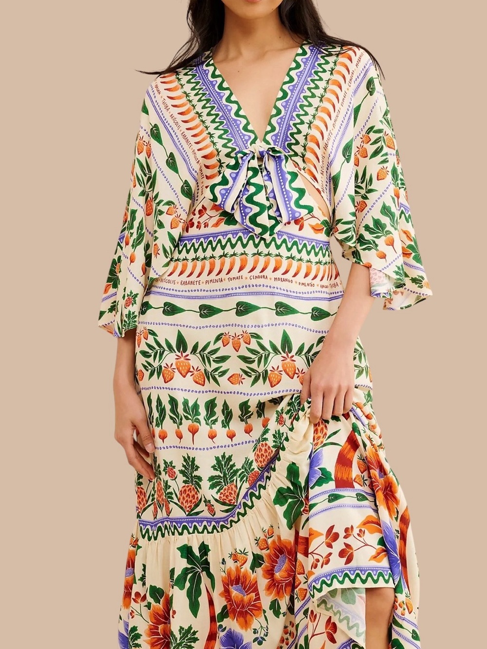 FARM Rio V-Neckline Kaftan Maxi Cutouts Dress Size Small - Picture 3 of 14